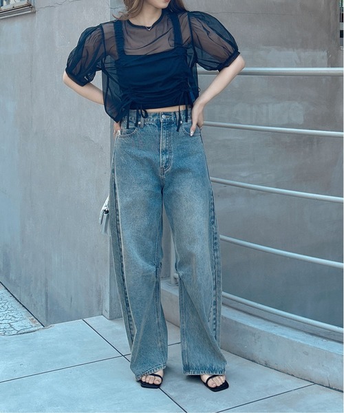 INGNI（イング）の「チュールドロストトップス（シャツ/ブラウス・レディース・オフホワイト/ピンクベージュ/ブラック・M）」の16枚目の写真