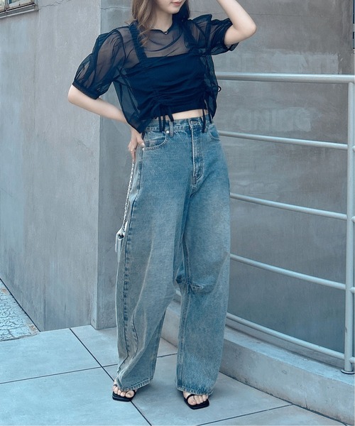 INGNI（イング）の「チュールドロストトップス（シャツ/ブラウス・レディース・オフホワイト/ピンクベージュ/ブラック・M）」の17枚目の写真