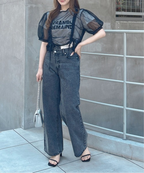 INGNI（イング）の「チュールドロストトップス（シャツ/ブラウス・レディース・オフホワイト/ピンクベージュ/ブラック・M）」の21枚目の写真