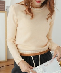 クルーネックマルチカラーニット