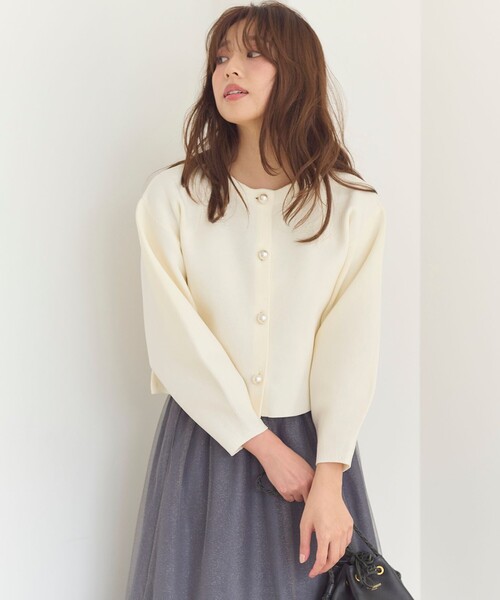 【セール】【洗える】パールニットジャケット（カーディガン/ボレロ）｜Feroux（フェルゥ）