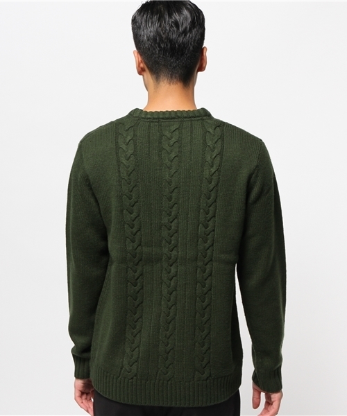 WEGO（ウィゴー）の「◆WEGO/ケーブルVネックニット（ニット/セーター・メンズ・グリーン/マスタード/オフホワイト/ブラック・MEDIUM/LARGE）」の5枚目の写真