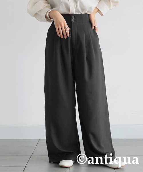 antiqua(アンティカ)の「ダブルタックワイドパンツ(その他パンツ・レディース・チャコールグレー/ブラック・ONESIZE)」の3枚目の写真