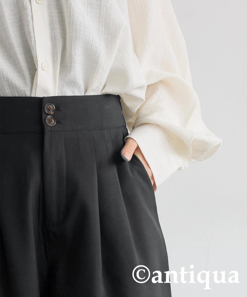 antiqua(アンティカ)の「ダブルタックワイドパンツ(その他パンツ・レディース・チャコールグレー/ブラック・ONESIZE)」の6枚目の写真