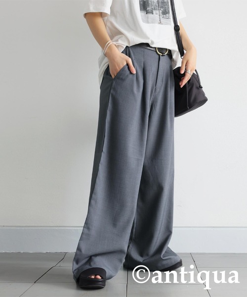 antiqua(アンティカ)の「ダブルタックワイドパンツ(その他パンツ・レディース・チャコールグレー/ブラック・ONESIZE)」の9枚目の写真