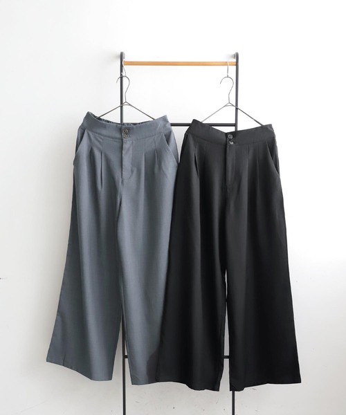 antiqua(アンティカ)の「ダブルタックワイドパンツ(その他パンツ・レディース・チャコールグレー/ブラック・ONESIZE)」の13枚目の写真