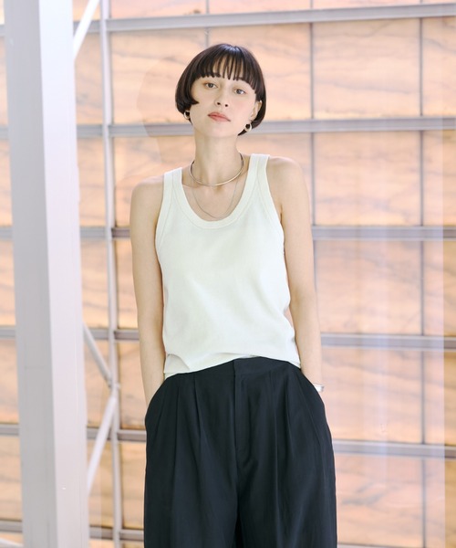 Rouge vif(ルージュヴィフ)の「モールニットタンクトップ(タンクトップ・レディース・アイボリー/ブラック・フリー)」の5枚目の写真
