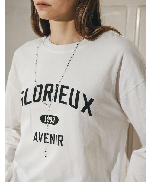 Re:EDIT（リエディ）の「オーバーサイズコットンカレッジロゴロンT（Tシャツ/カットソー・レディース・ホワイト×ブラック/ベージュ/ホワイト系その他/チャコール・MEDIUM/LARGE）」の6枚目の写真