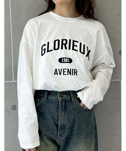 Re:EDIT（リエディ）の「オーバーサイズコットンカレッジロゴロンT（Tシャツ/カットソー・レディース・ホワイト×ブラック/ベージュ/ホワイト系その他/チャコール・MEDIUM/LARGE）」の11枚目の写真
