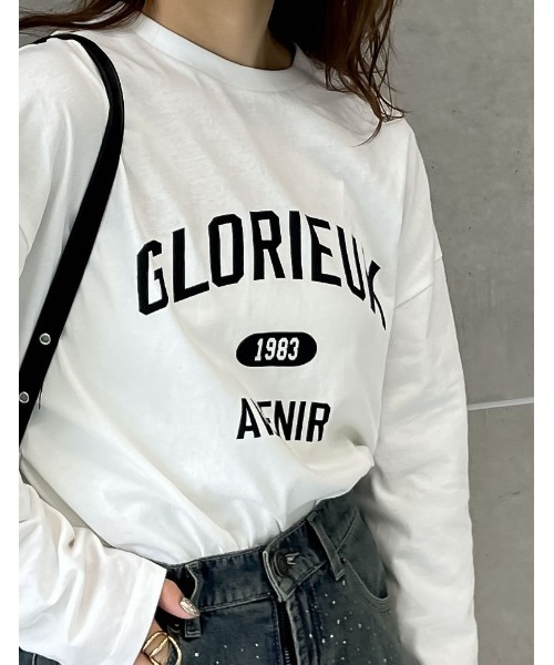 Re:EDIT（リエディ）の「オーバーサイズコットンカレッジロゴロンT（Tシャツ/カットソー・レディース・ホワイト×ブラック/ベージュ/ホワイト系その他/チャコール・MEDIUM/LARGE）」の14枚目の写真