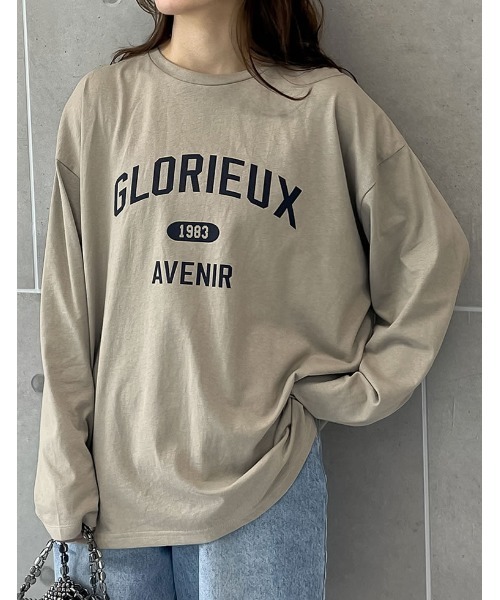 Re:EDIT（リエディ）の「オーバーサイズコットンカレッジロゴロンT（Tシャツ/カットソー・レディース・ホワイト×ブラック/ベージュ/ホワイト系その他/チャコール・MEDIUM/LARGE）」の18枚目の写真
