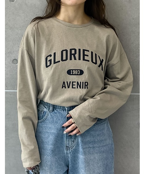 Re:EDIT（リエディ）の「オーバーサイズコットンカレッジロゴロンT（Tシャツ/カットソー・レディース・ホワイト×ブラック/ベージュ/ホワイト系その他/チャコール・MEDIUM/LARGE）」の21枚目の写真