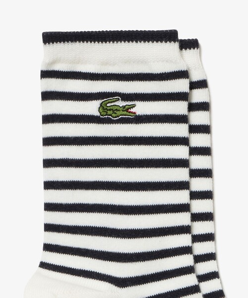 LACOSTE（ラコステ）の「ナローピッチボーダーリブニットソックス 22-24cm（ソックス/靴下・レディース・グリーン/オフホワイト・24.0cm）」の5枚目の写真