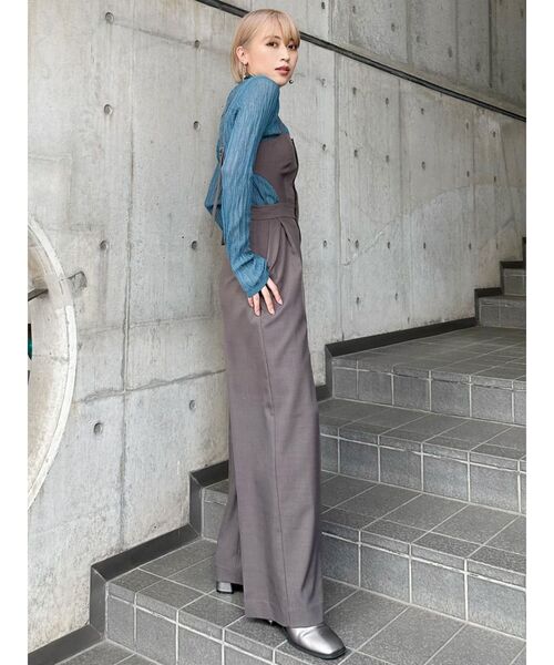 MURUA（ムルーア）の「サイドカットロンパース（ワンピース・レディース・グレー/モカ・1/2）」の15枚目の写真