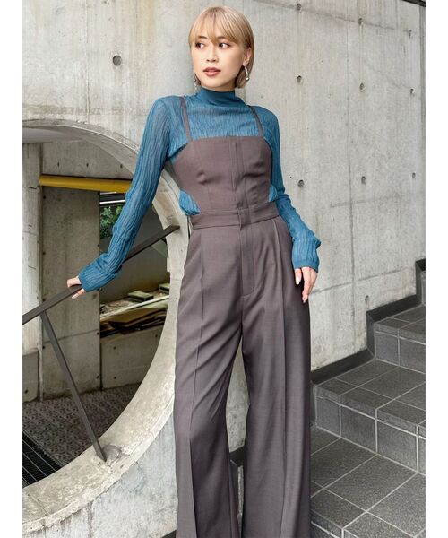 MURUA（ムルーア）の「サイドカットロンパース（ワンピース・レディース・グレー/モカ・1/2）」の14枚目の写真