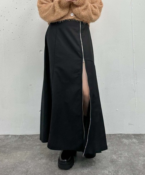 archives（アルシーヴ）の「ＷＺＩＰ　アシメプリーツマーメイドスカート（スカート・レディース・ブルー/アイボリー/ブラック・MEDIUM）」の2枚目の写真