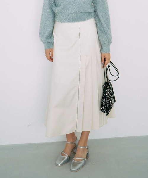 archives（アルシーヴ）の「ＷＺＩＰ　アシメプリーツマーメイドスカート（スカート・レディース・ブルー/アイボリー/ブラック・MEDIUM）」の4枚目の写真