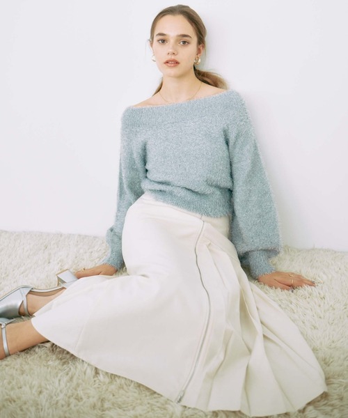 archives（アルシーヴ）の「ＷＺＩＰ　アシメプリーツマーメイドスカート（スカート・レディース・ブルー/アイボリー/ブラック・MEDIUM）」の8枚目の写真