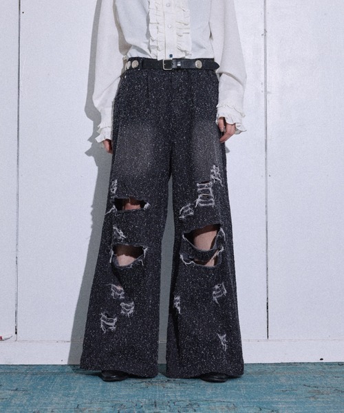 ダメージデニムとロゴトップセット♡ ZARA ステッチ ダメージ デニム ジャケット S 紺インディゴ