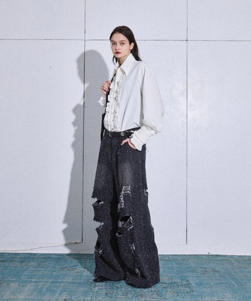 完売品　seyto サイズ0 / ラメストライプワイドストレートパンツ seyto（セイト）の「Lame stripe wide straight pants / ラメ