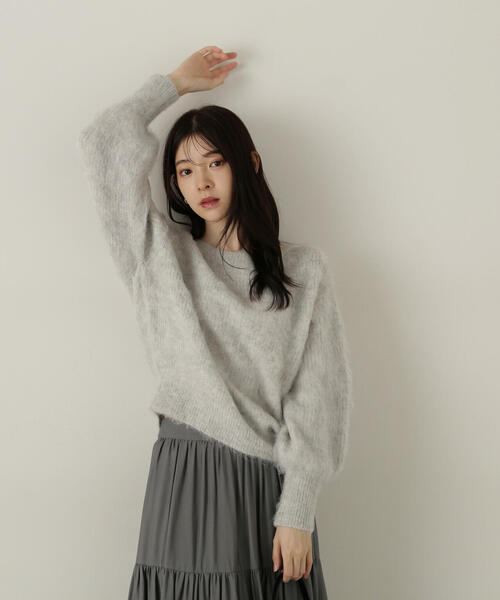 PROPORTION BODY DRESSING（プロポーションボディドレッシング）の「へアリーオフショルニット / 1214270004（ニット/セーター・レディース・グレー/ホワイト系その他/ダークグレー・SMALL/MEDIUM）」の10枚目の写真