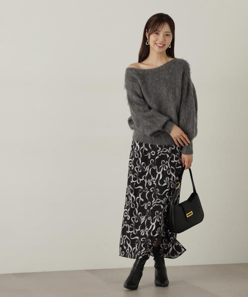 PROPORTION BODY DRESSING（プロポーションボディドレッシング）の「へアリーオフショルニット / 1214270004（ニット/セーター・レディース・グレー/ホワイト系その他/ダークグレー・SMALL/MEDIUM）」の17枚目の写真