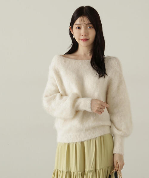 PROPORTION BODY DRESSING（プロポーションボディドレッシング）の「へアリーオフショルニット / 1214270004（ニット/セーター・レディース・グレー/ホワイト系その他/ダークグレー・SMALL/MEDIUM）」の2枚目の写真