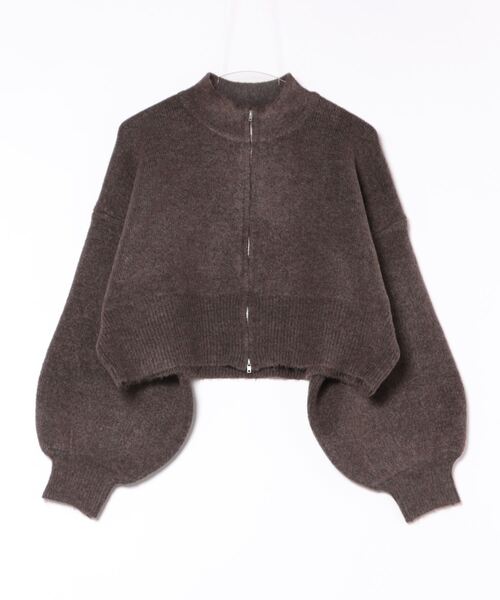 STYLEBLOCK(スタイルブロック)の「5G無地ジャガードニットWジップカーディガン(カーディガン/ボレロ・レディース・グレー/ダークブラウン/アイボリー/グレイッシュベージュ/カーキ/ブラック・M)」の4枚目の写真