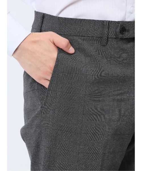 m.f.editorial(エムエフエディトリアル)の「スラックス メンズ ビジネス パンツ ストレッチ ウォッシャブル イージーケア 裏起毛 スリム ノータック テーパード チェック グレー(スラックス・メンズ・グレー系その他2・LARGE/X-LARGE/S/MEDIUM)」の7枚目の写真