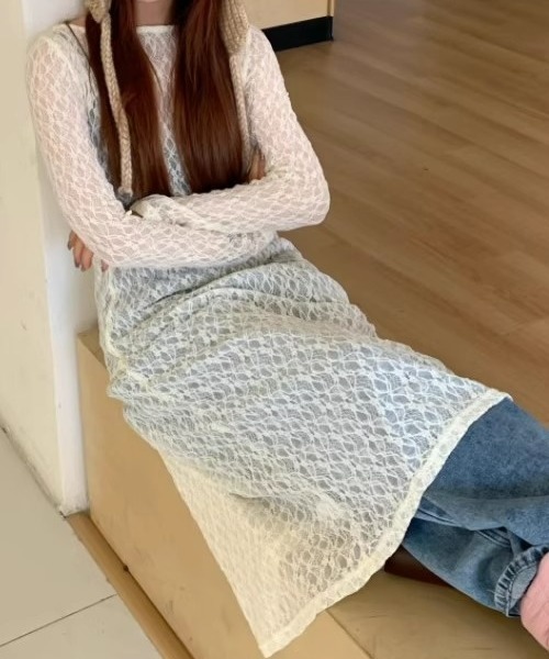 gossip!ロサンゼルス(ゴシップロサンゼルス)の「Y2K風 プルオーバー 長袖ワンピース カジュアルヴィンテージ 重ねアイテム 日常&シンプル(ワンピース・レディース・オフホワイト・FREE)」の2枚目の写真