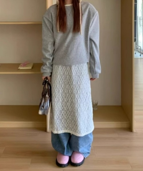 gossip!ロサンゼルス(ゴシップロサンゼルス)の「Y2K風 プルオーバー 長袖ワンピース カジュアルヴィンテージ 重ねアイテム 日常&シンプル(ワンピース・レディース・オフホワイト・FREE)」の8枚目の写真