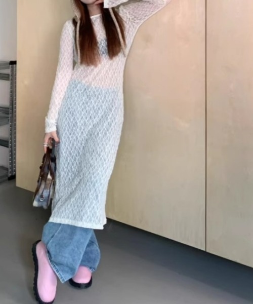 gossip!ロサンゼルス(ゴシップロサンゼルス)の「Y2K風 プルオーバー 長袖ワンピース カジュアルヴィンテージ 重ねアイテム 日常&シンプル(ワンピース・レディース・オフホワイト・FREE)」の12枚目の写真