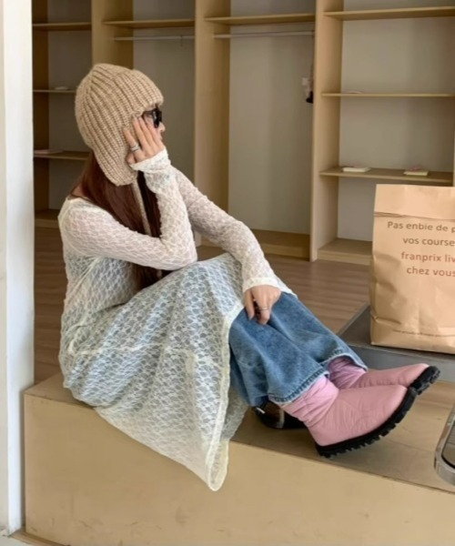 gossip!ロサンゼルス(ゴシップロサンゼルス)の「Y2K風 プルオーバー 長袖ワンピース カジュアルヴィンテージ 重ねアイテム 日常&シンプル(ワンピース・レディース・オフホワイト・FREE)」の18枚目の写真