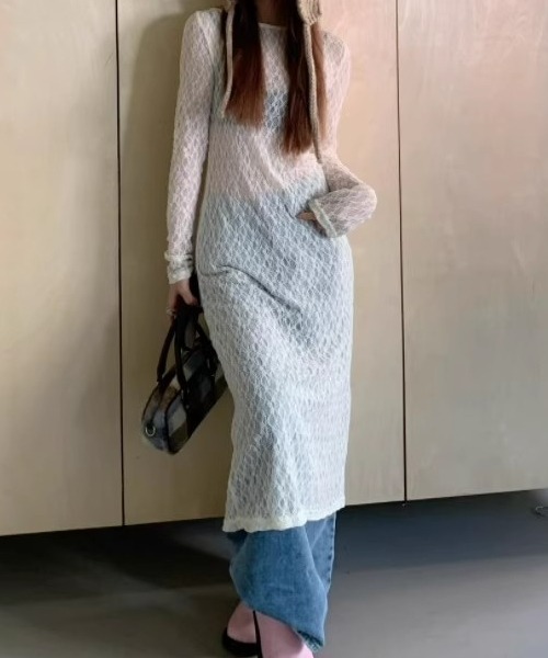 gossip!ロサンゼルス(ゴシップロサンゼルス)の「Y2K風 プルオーバー 長袖ワンピース カジュアルヴィンテージ 重ねアイテム 日常&シンプル(ワンピース・レディース・オフホワイト・FREE)」の19枚目の写真