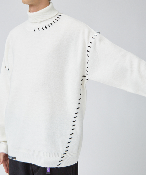 AH ABAHOUSE（エーエイチアバハウス）の「【AH ABAHOUSE】ハンドステッチ タートルネック オーバー ニット（ニット/セーター・メンズ・ブラック/グリーン/グレイッシュベージュ/ホワイト/グレイッシュブルー・46/48）」の14枚目の写真