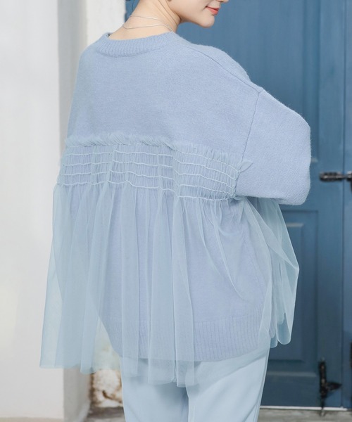 by LEGNA（バイレグナ）の「ビスチェをレイヤードしたようなデザイン。チュールドッキングプルオーバー（ニット/セーター・レディース・ブラック/アイボリー/グレー/ブルー/ピンク/ベージュ・FREE）」の19枚目の写真