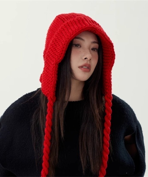Vipoa（ヴィポア）の「ルーズニットバラクラバ（ニットキャップ/ビーニー・レディース・アイボリー/ブラック/レッド・FREE）」の20枚目の写真