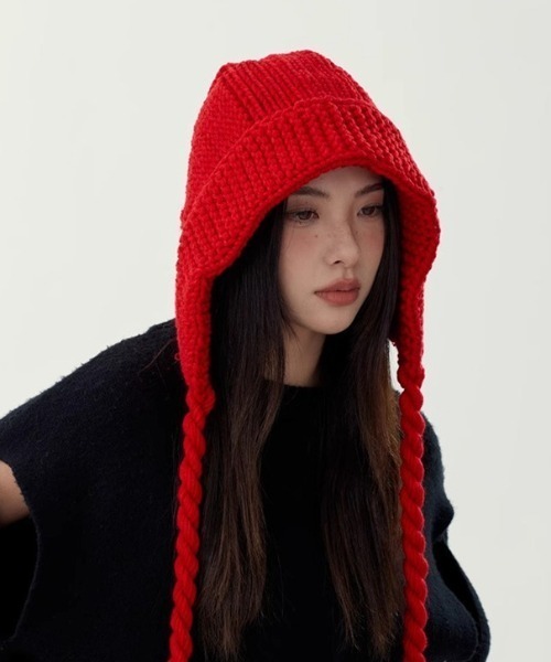 Vipoa（ヴィポア）の「ルーズニットバラクラバ（ニットキャップ/ビーニー・レディース・アイボリー/ブラック/レッド・FREE）」の13枚目の写真