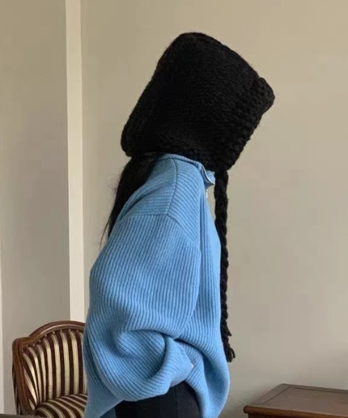 Vipoa（ヴィポア）の「ルーズニットバラクラバ（ニットキャップ/ビーニー・レディース・アイボリー/ブラック/レッド・FREE）」の15枚目の写真