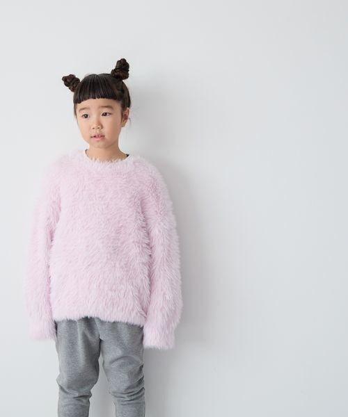 LOWRYS FARM（ローリーズファーム）の「シャギーニットＬＳ　 240119（ニット/セーター・キッズ・ブラック/ピンク/オフホワイト・110cm/150cm/140cm/130cm/120cm）」の4枚目の写真