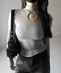 ※※【 3color 】裏起毛カットアウトプチハイネックトップス / urakimo cutout puchi highneck tops