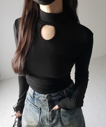 ※※【 3color 】裏起毛カットアウトプチハイネックトップス / urakimo cutout puchi highneck tops