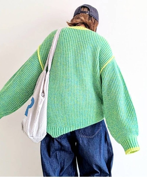 ＊新品＊　notch.＊ノッチ　オーバーサイズ バイカラーニット　ライトグレー 7月27（日）発売/【 notch. by yui 】オーバーサイズバイカラー