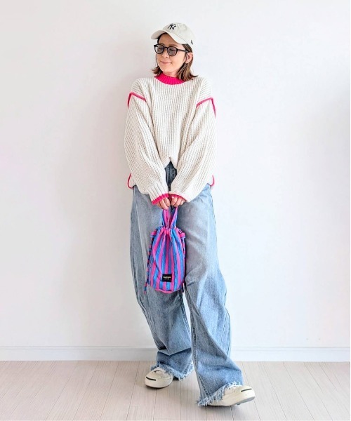 notch.(ノッチ)の「【 notch. by yui 】オーバーサイズバイカラーニット 2025A/W(ニット/セーター・レディース・ライトグレー/ネイビー/ブラウン/グレー/ライトブルー/オフホワイト/アイボリー/グリーン系その他/ロイヤルブルー/ピンク系・M)」の16枚目の写真