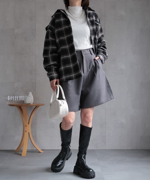 セール】コットンチェックシャツジャケット/中綿入りシャツ