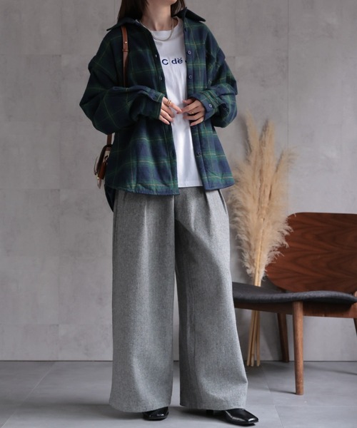 セール】コットンチェックシャツジャケット/中綿入りシャツ/チェック