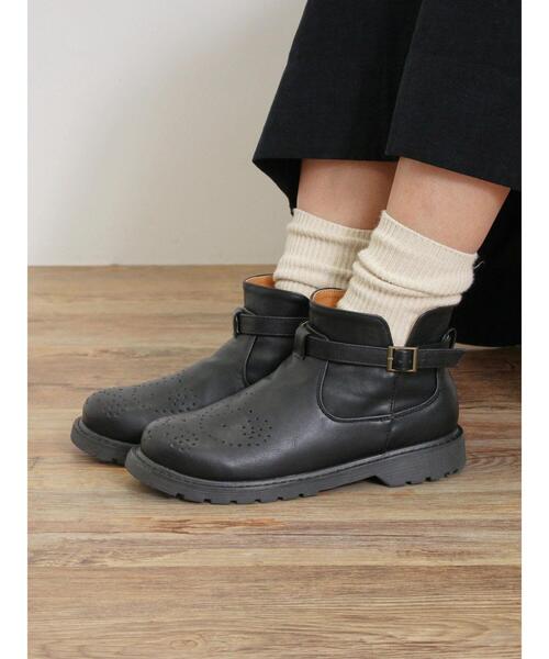 Samansa Mos2（サマンサ モスモス）の「メダリオンベルトブーツ（ブーツ・レディース・ブラウン/ブラック・M/L/S/XL）」の3枚目の写真