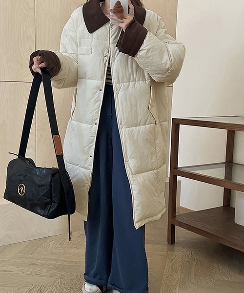 トラサルディゴルフ　メンズキルティングコート　防寒着　ゆったり　ベージュ　44 Girly Doll（ガーリードール）の「コーデュロイカラーキルティング