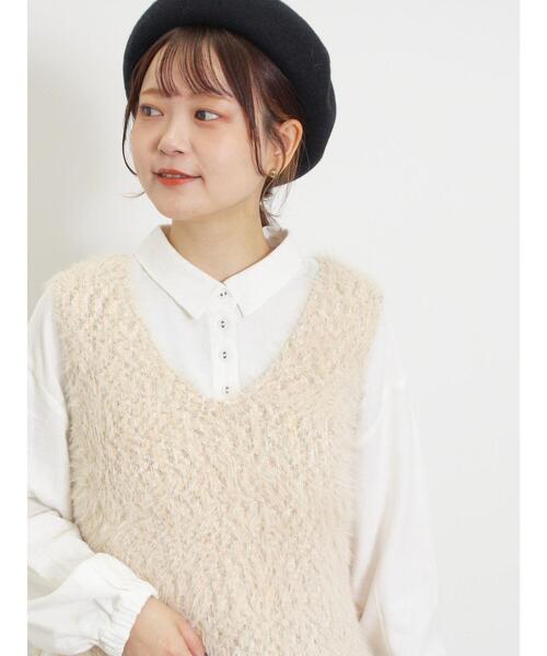 美品 モラビト フェザーベスト 38 ベージュ 美品 モラビト フェザー