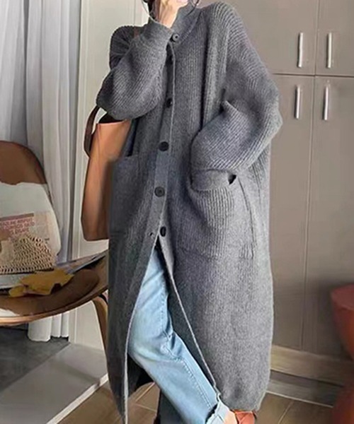 STYLEBLOCK（スタイルブロック）の「ロングニットカーディガン（カーディガン/ボレロ・レディース・ブラック/ブラウン系その他/ベージュ/グレー・FREE）」の3枚目の写真